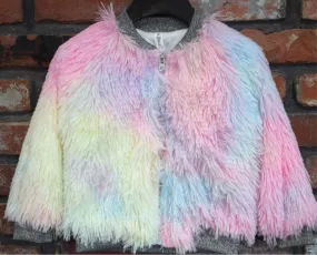 rainbow shaggy coat