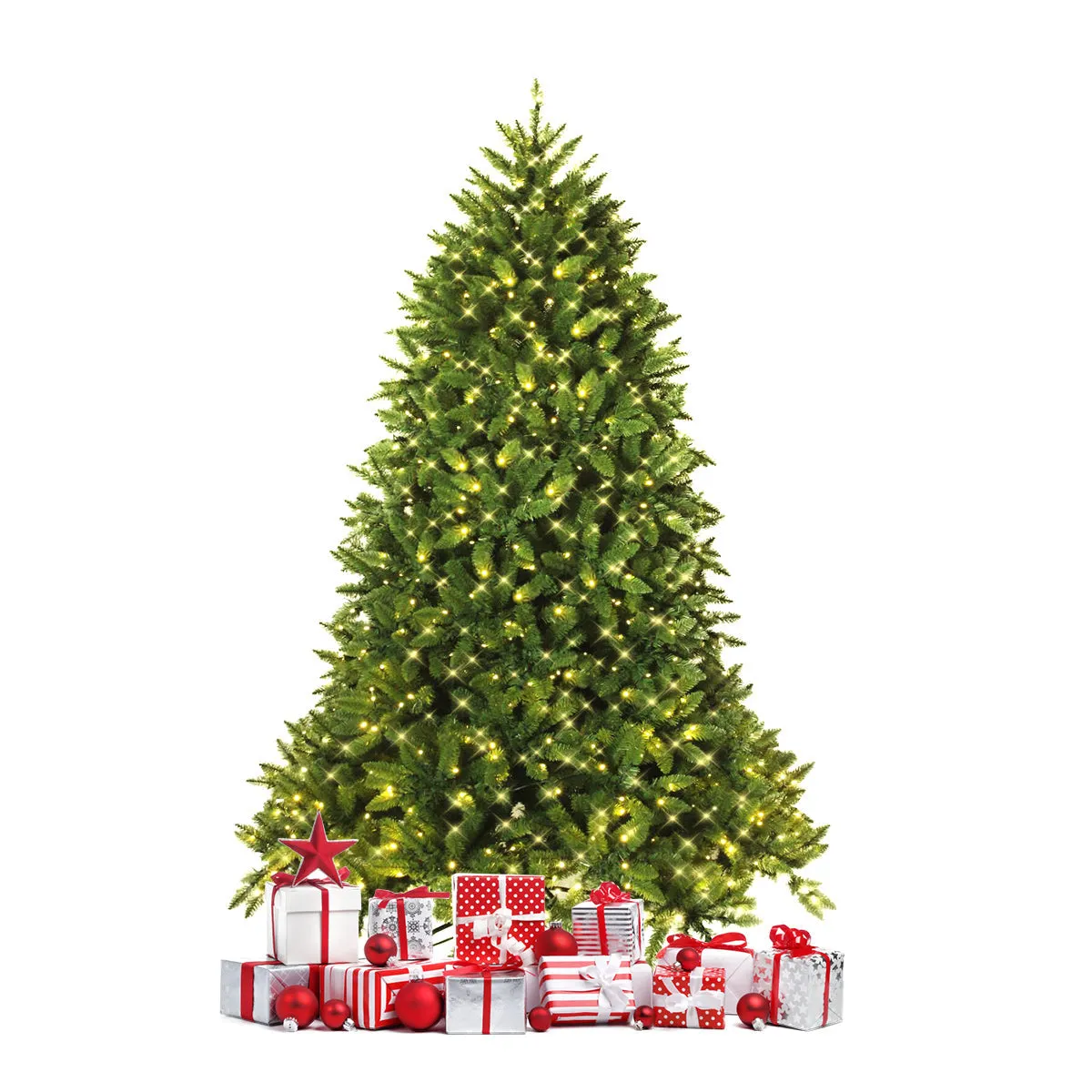 150 cm Pre-Lit Christmas Tree with LED Lights with 8 Lighting Modes-1.5M