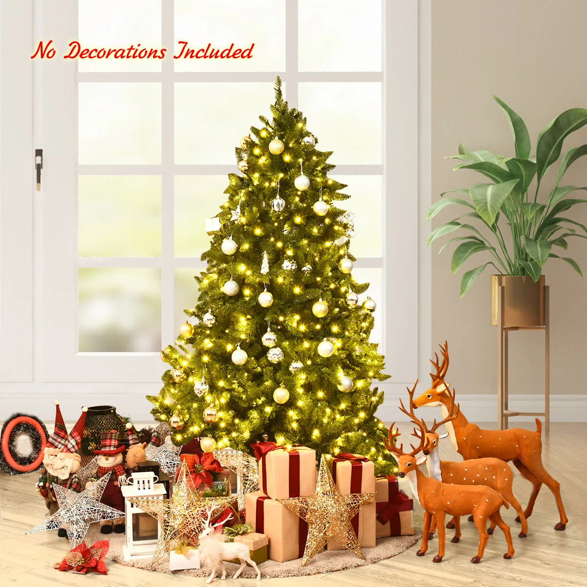 150 cm Pre-Lit Christmas Tree with LED Lights with 8 Lighting Modes-1.5M