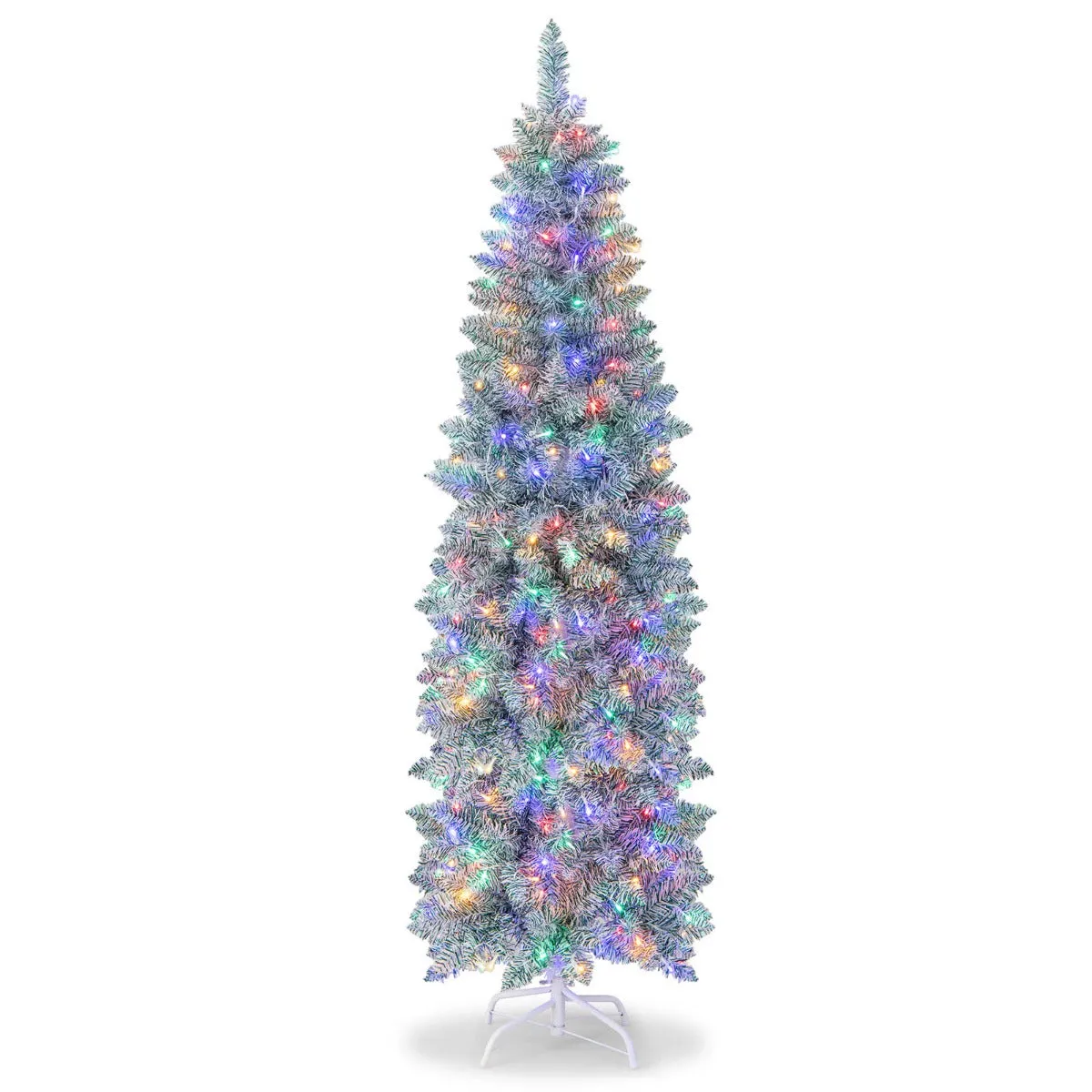 150/180 cm Slim Pencil Christmas Tree with 343/475 Branch Tips and 190/250 Colorful LED Lights-180 cm