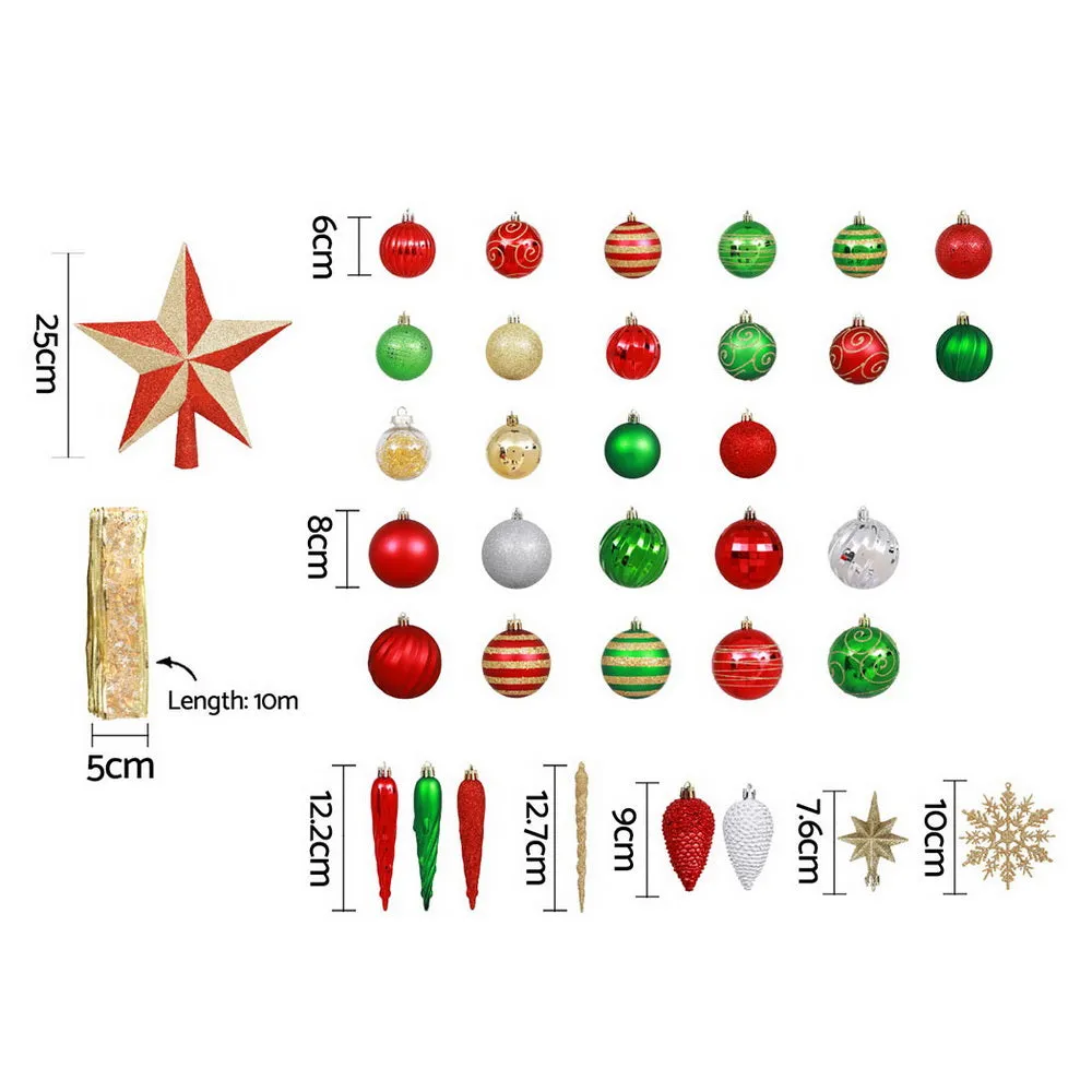 155pcs Christmas Tree Decorations Set Baubles Ornaments Party