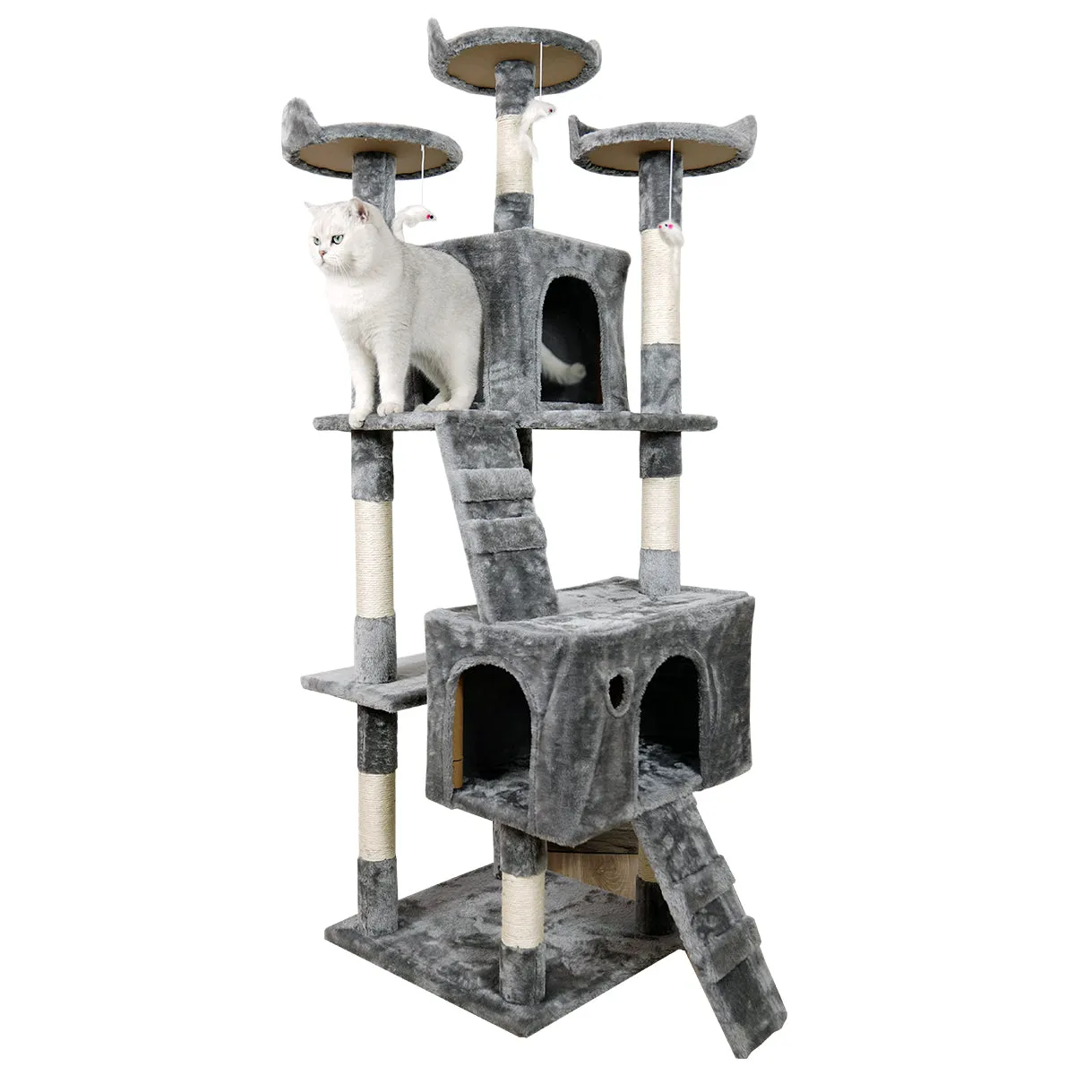 170cm Cat Tree with Scratching Posts, Shelves, Cubby Houses - Furtastic