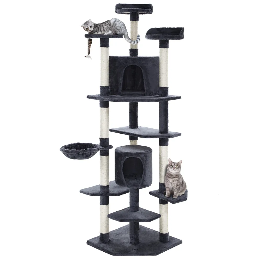 203cm Giant Multi-Level Cat Tree, Scratching Post, Hammocks - i.Pet