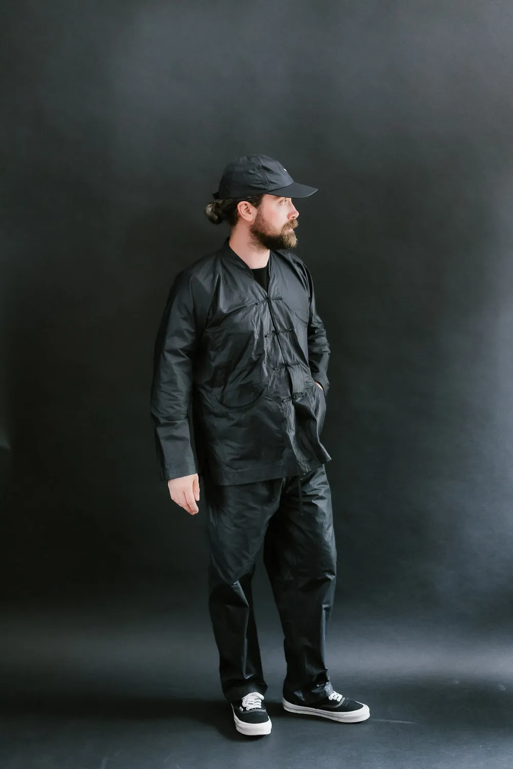 3319-WTB - EZ Chinois De Luxe Waxy Taffeta Pants - Black