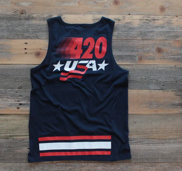 420 USA Navy Jersey Tank