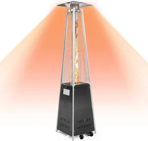 42000 BTU Pyramid Patio LP Propane Heater with Wheels, 89 Inch Hammered Bronze Tower Heater, CE & ETL Certified