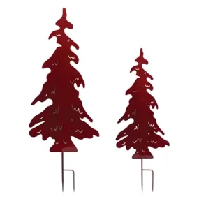 42.5-54" Red Cut-Out Metal Tree on Stake