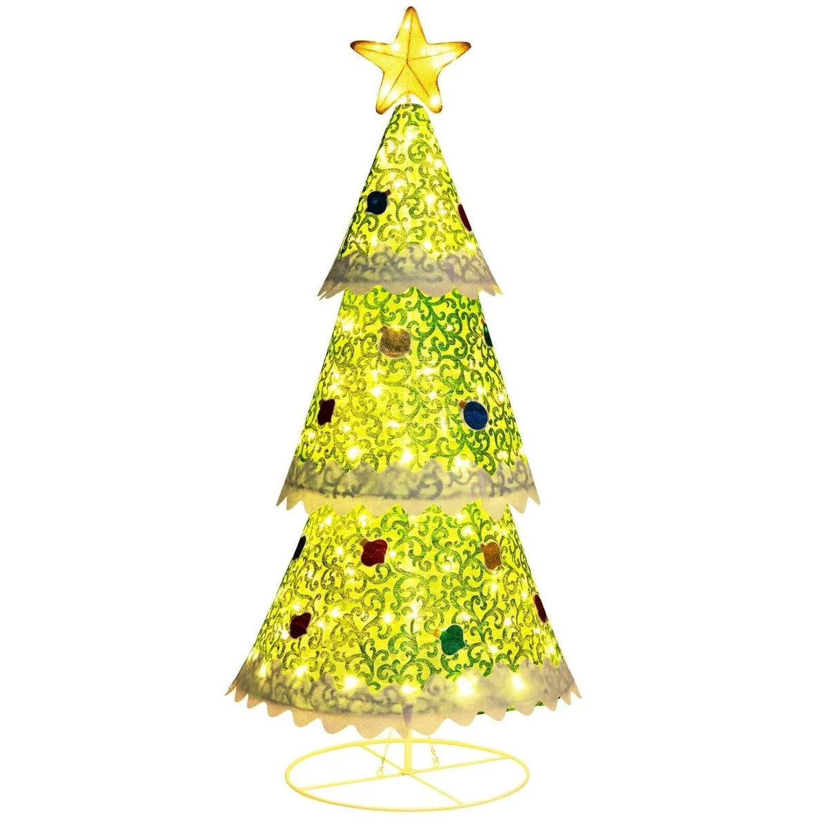 4.6 Feet Pre-Lit Collapsible Christmas Tree with 110 LED Lights