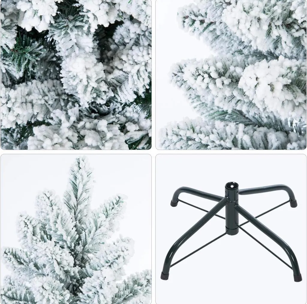 6-Feet Flocked Green & Frosted Pine Needle Tree