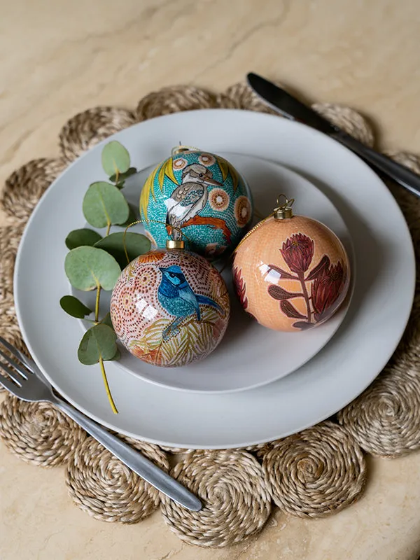 Aboriginal Blue Wren Bauble