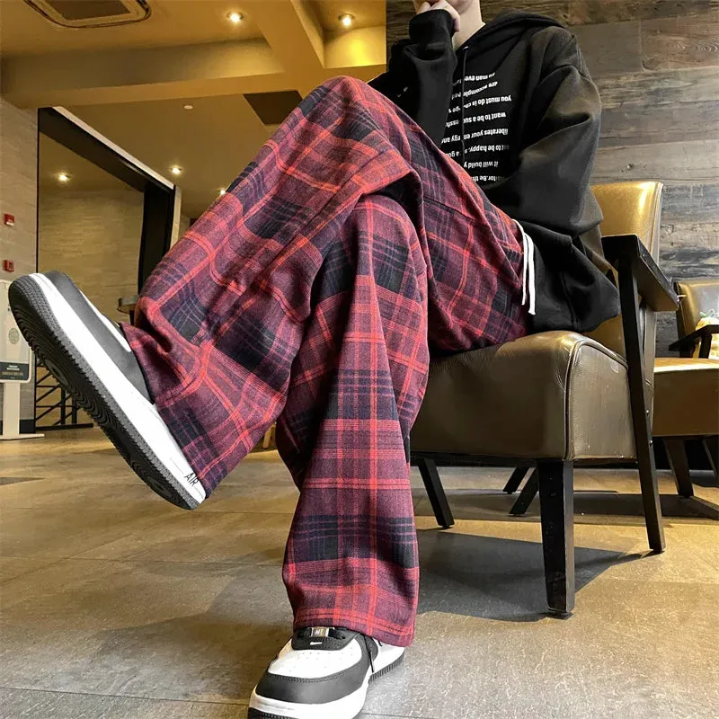 Aidase New Multi-Pocket Cargo Pants Straight Baggy Wide-leg Pants Outerwear Pants Red Fashion Men Jogging Pants Korean Streetwear