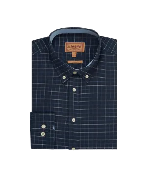 Aldeburgh Tailored Shirt - Dusky Blue/Oat Check