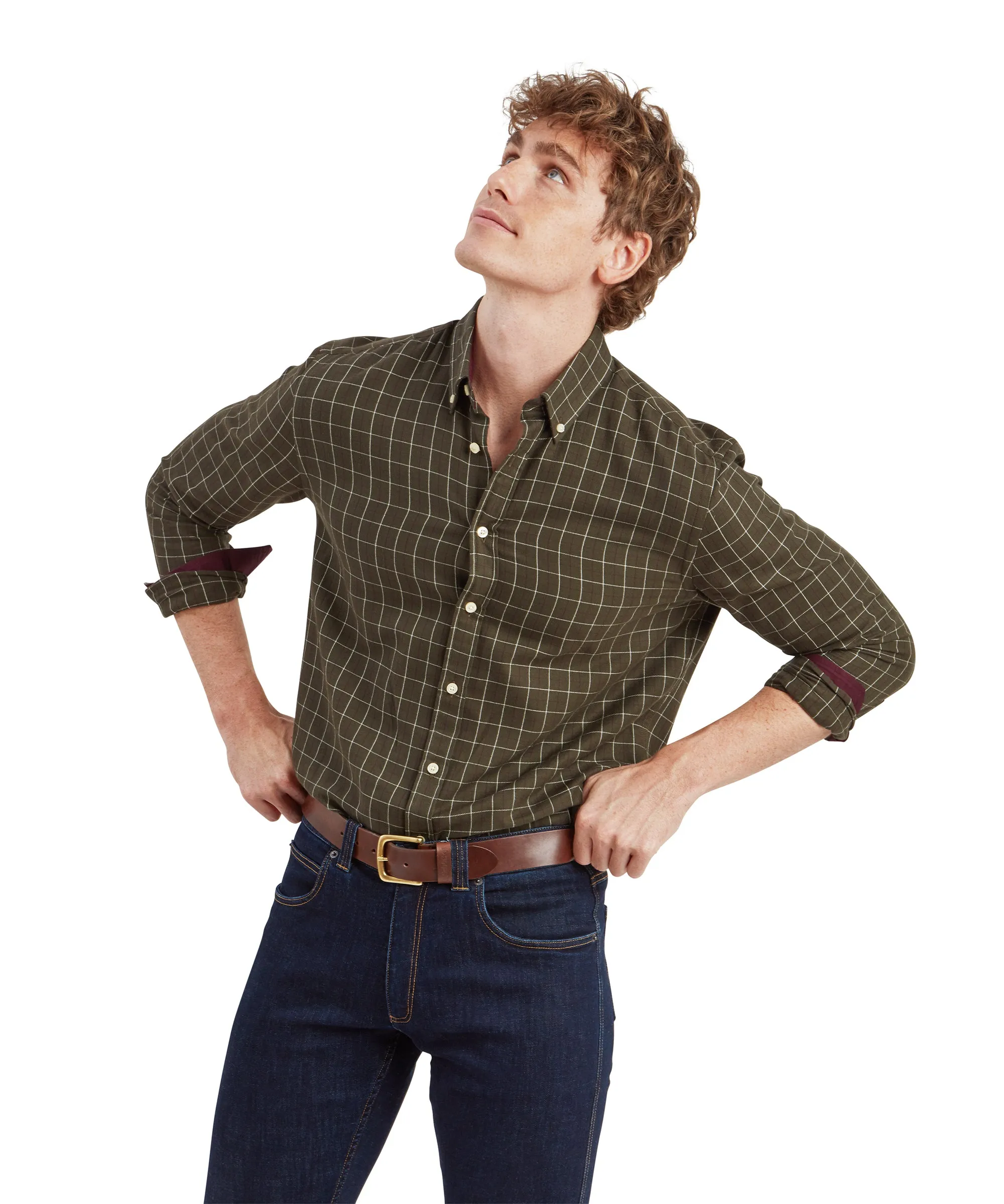 Aldeburgh Tailored Shirt - Woodland/Wine/Ecru Check