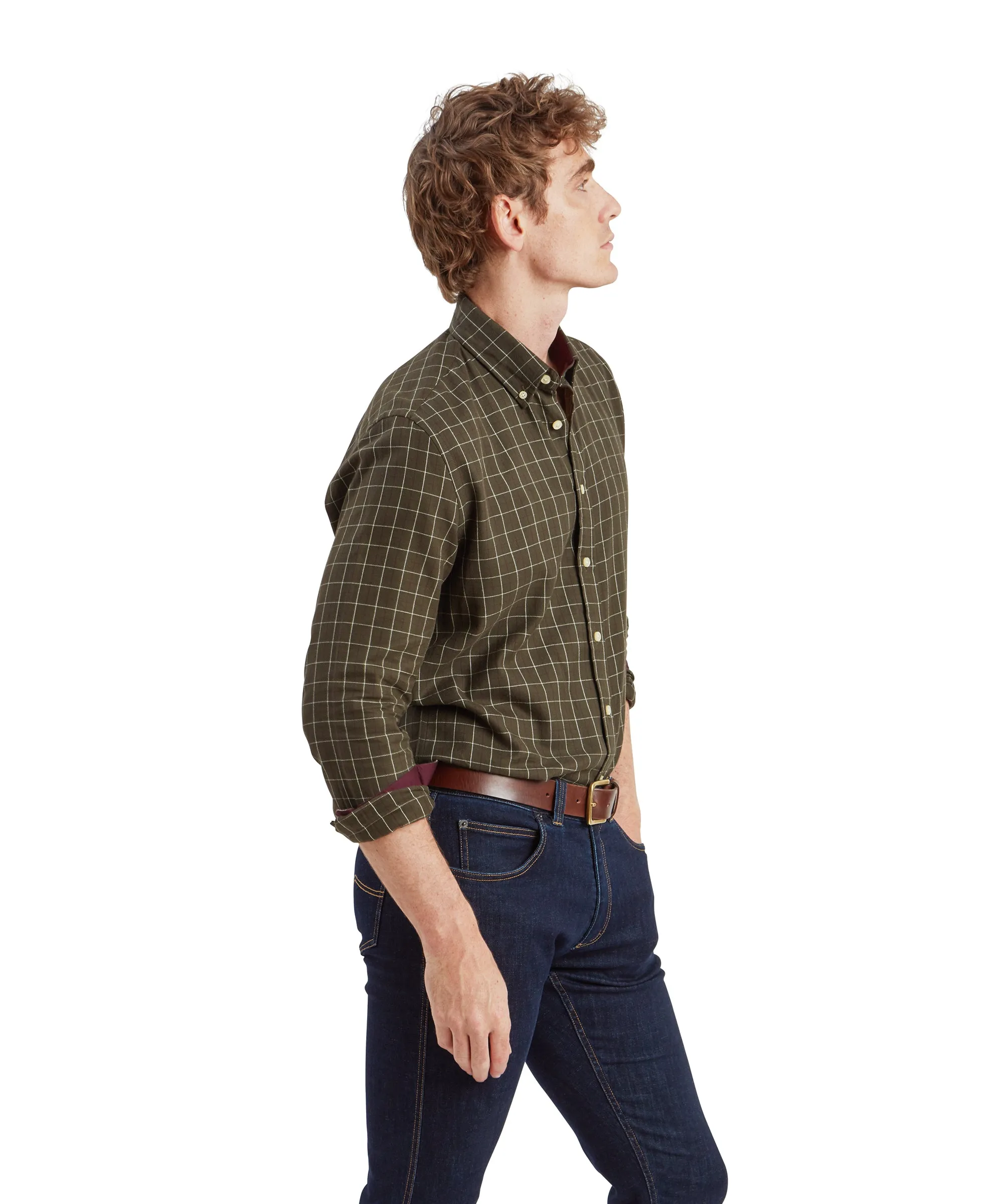 Aldeburgh Tailored Shirt - Woodland/Wine/Ecru Check