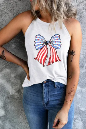 American Spirit Bow Graphic Grecian Neck Tank Top