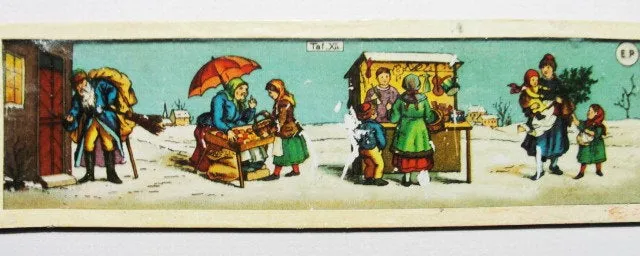 ANTIQUE Victorian SANTA Magic LANTERN Glass Slide,Blue Robe Santa Claus,Christmas Scene ,St Nick,Xmas Decor,Farmhouse,Charming Holiday Decor