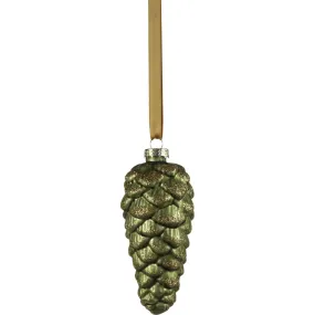 Aroha 5" Glass Pine Cone Ornaments, Set of 6