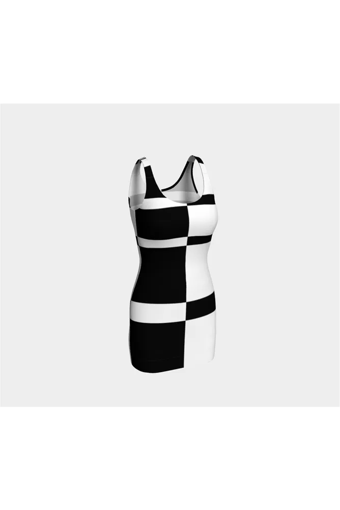 Asymmetrical Black & White Bodycon Dress