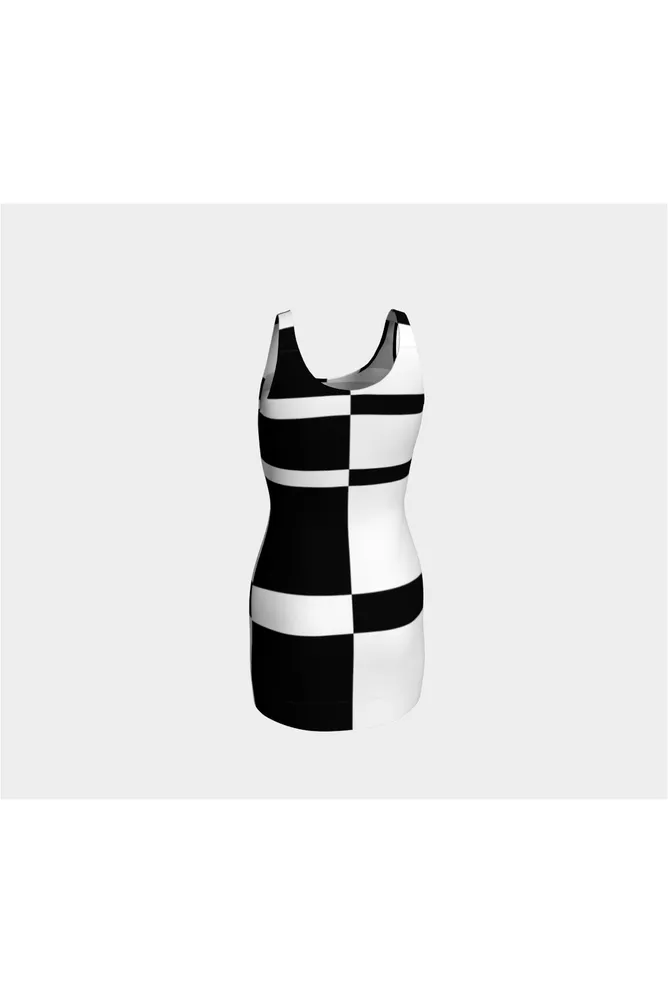 Asymmetrical Black & White Bodycon Dress