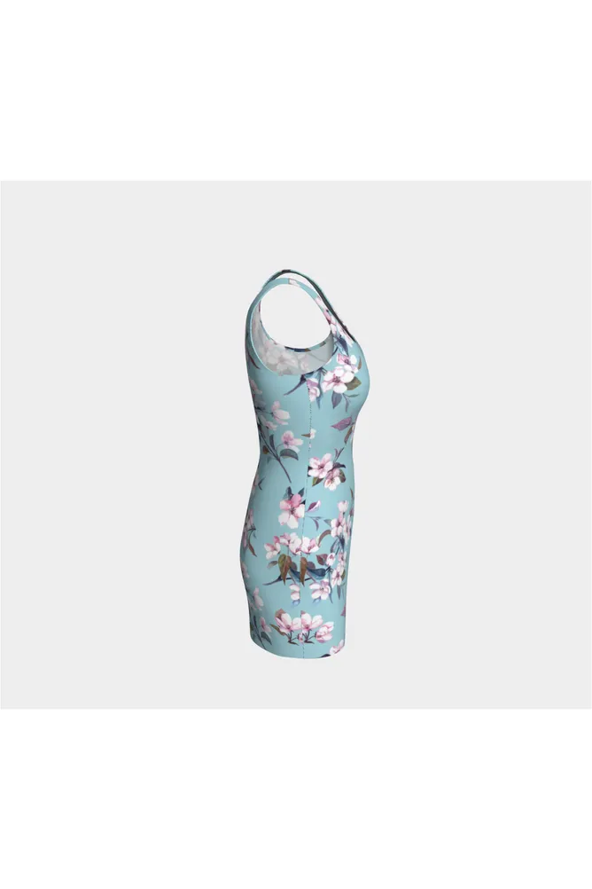 Baby Blue Floral Bodycon Dress