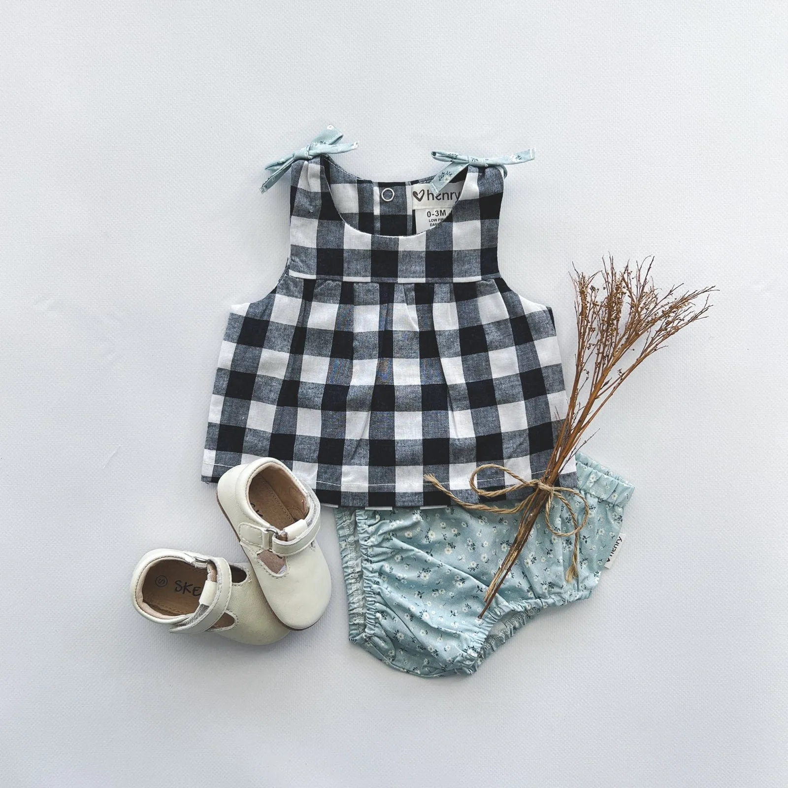 Baby Girls Amelia Top - Navy Check