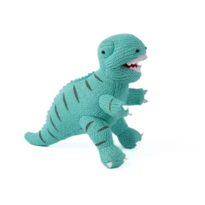 Best Years Ltd Knitted Ice Blue T Rex Dinosaur Toy