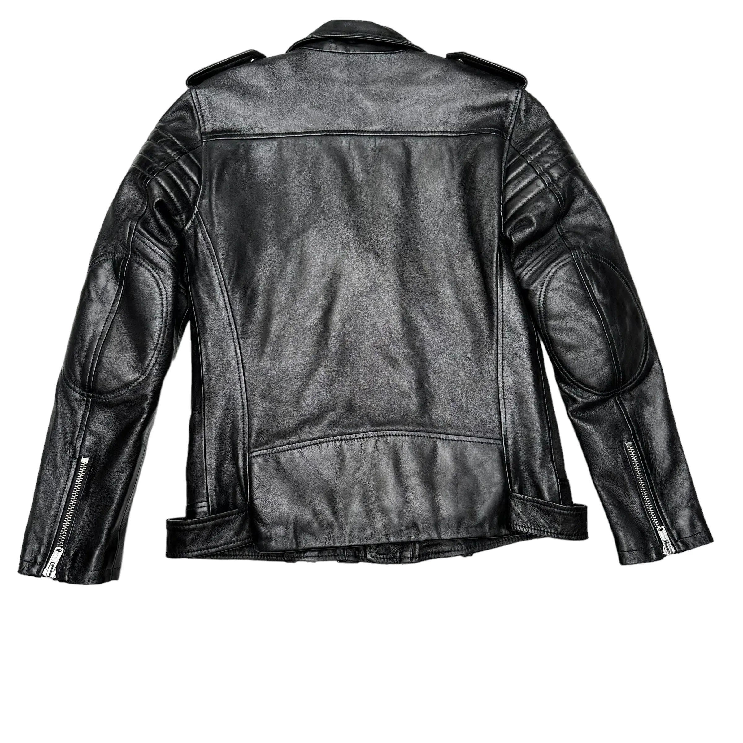 Black Biker Leather Jacket - M