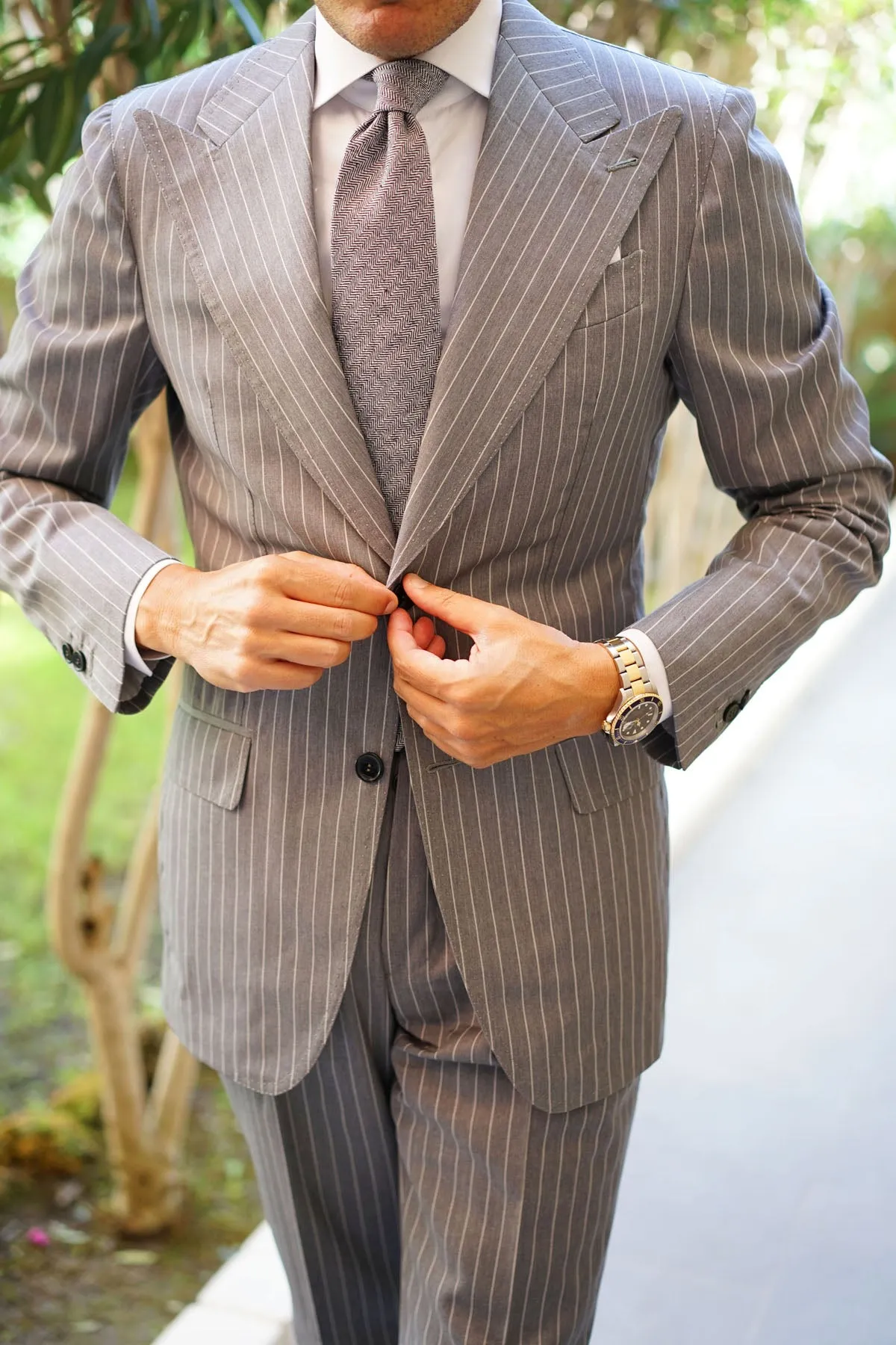 Black Herringbone Linen Necktie