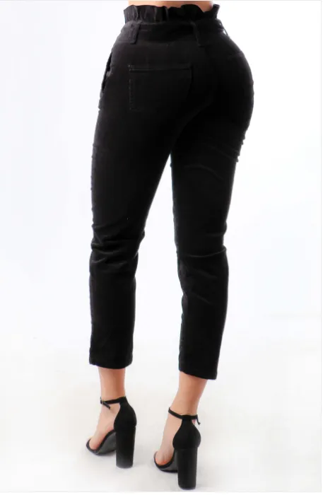 Black Waisted Tie Bottom