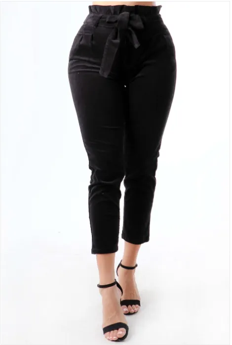 Black Waisted Tie Bottom