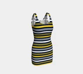 Blue & Gold Striped Bodycon Dress