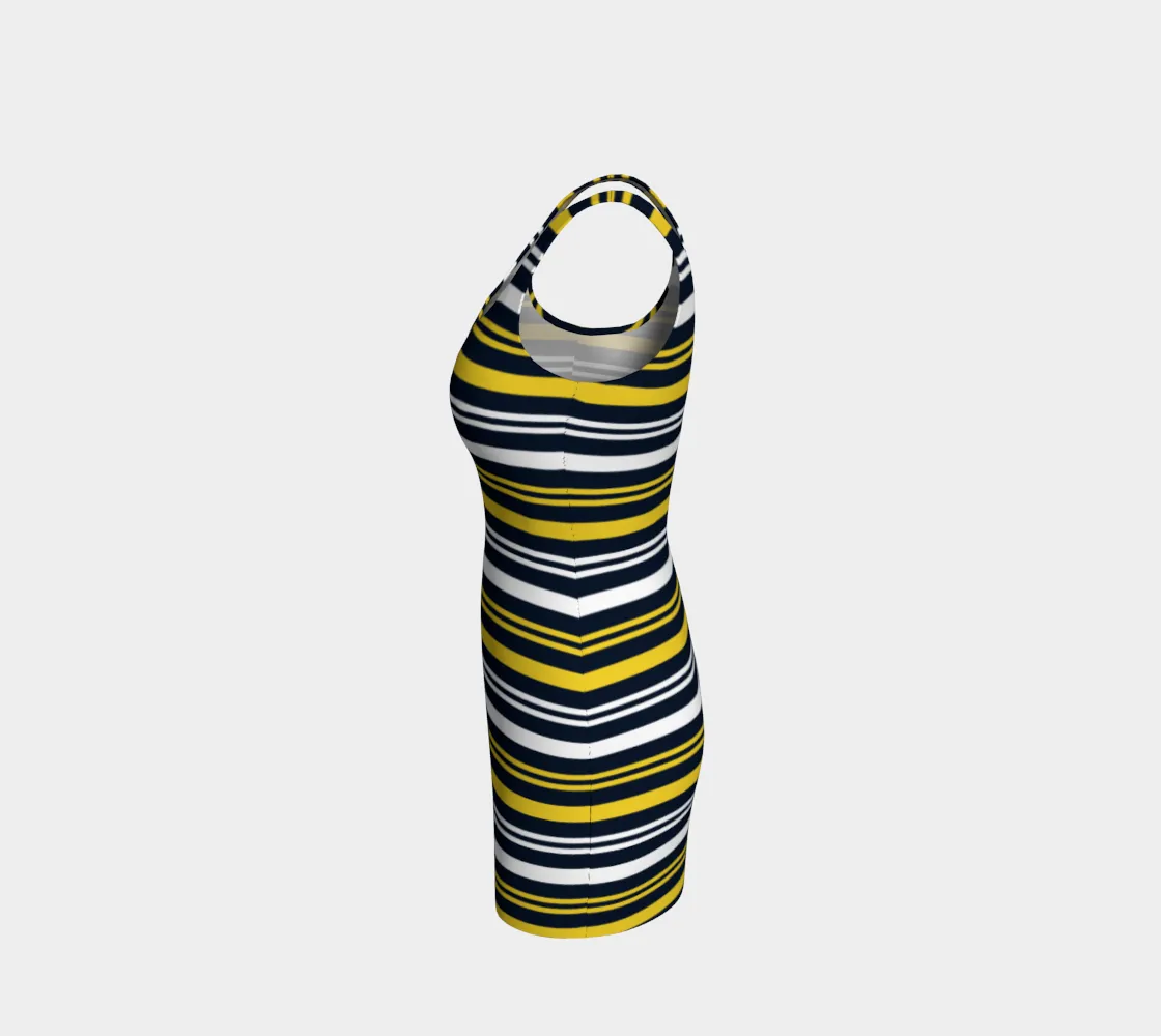 Blue & Gold Striped Bodycon Dress