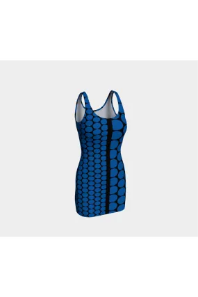 Blue Oval Time Bodycon Dress