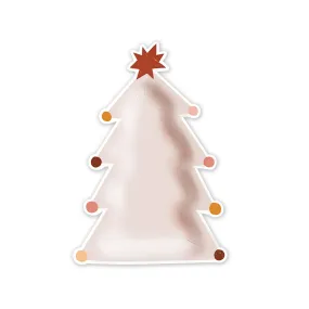 Boho Pink Christmas Tree Shaped Paper Plates (Set of 8)