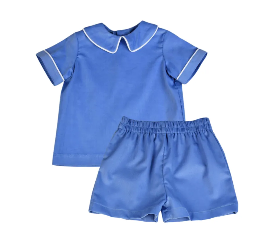 Boys Periwinkle Corduroy Shorts Set