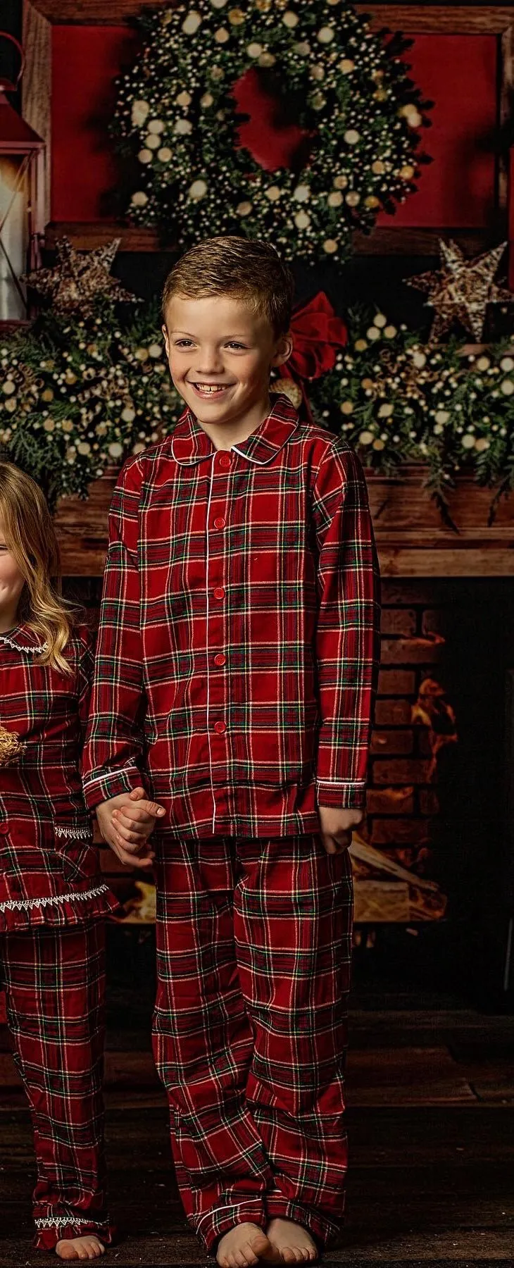 Boys Traditional Red Tartan Pyjamas