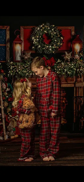 Boys Traditional Red Tartan Pyjamas