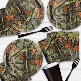 Camouflage Party Supplies - Hunting Camo Paper Dessert Plates, Lunch Napkins, and Forks (16 Plates, Napkins, and Forks)