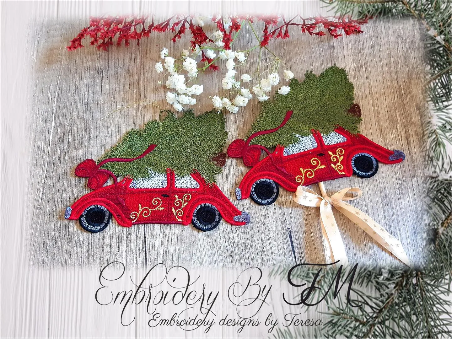 Car and christmas tree/ two sizes