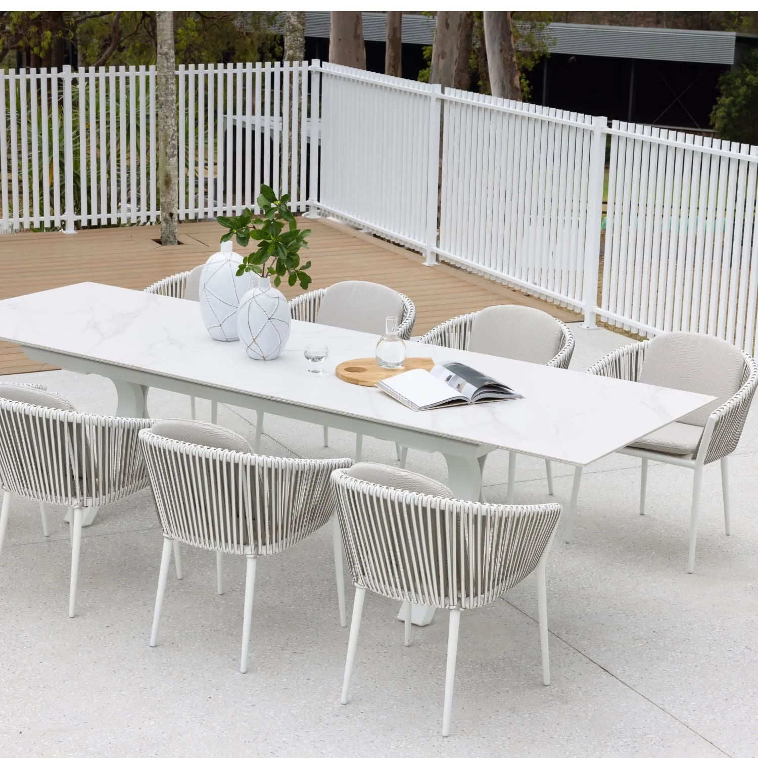 Carson Extension & Artemis Peapod Dining Setting - 9pce White