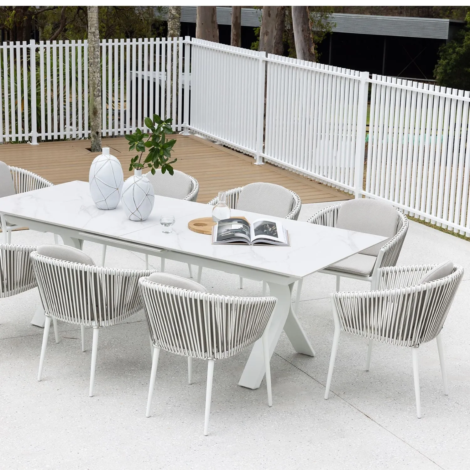 Carson Extension & Artemis Peapod Dining Setting - 9pce White