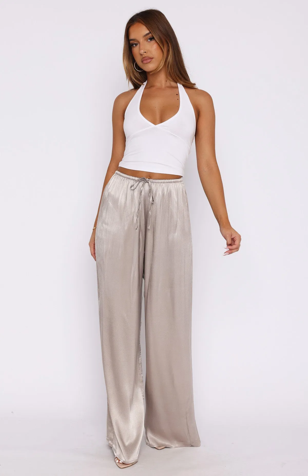 Catching Up Wide Leg Pants Bronze