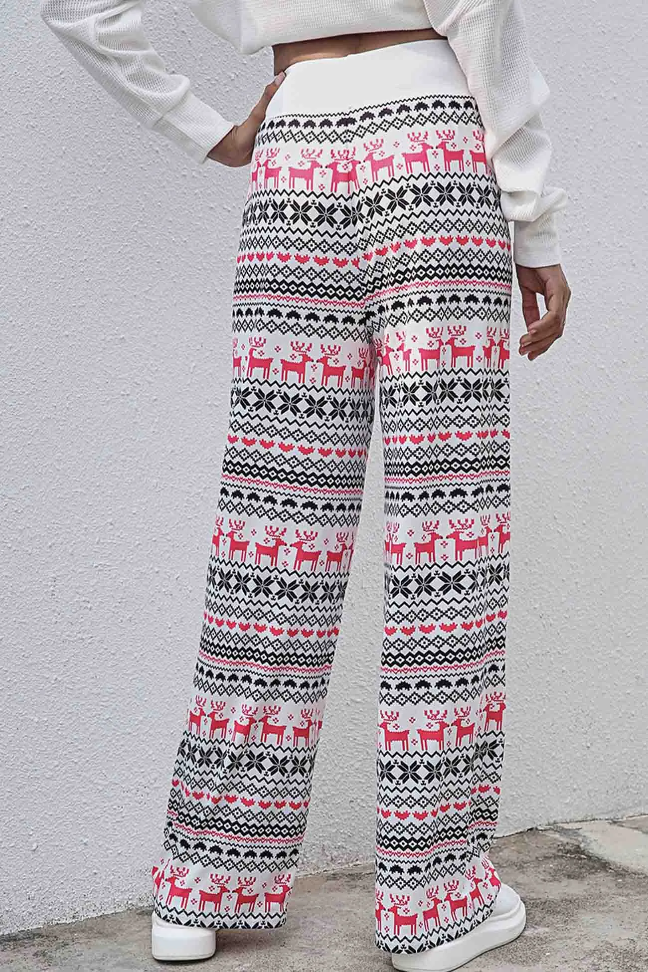 Christmas Strappy Mid-Rise Straight Pants