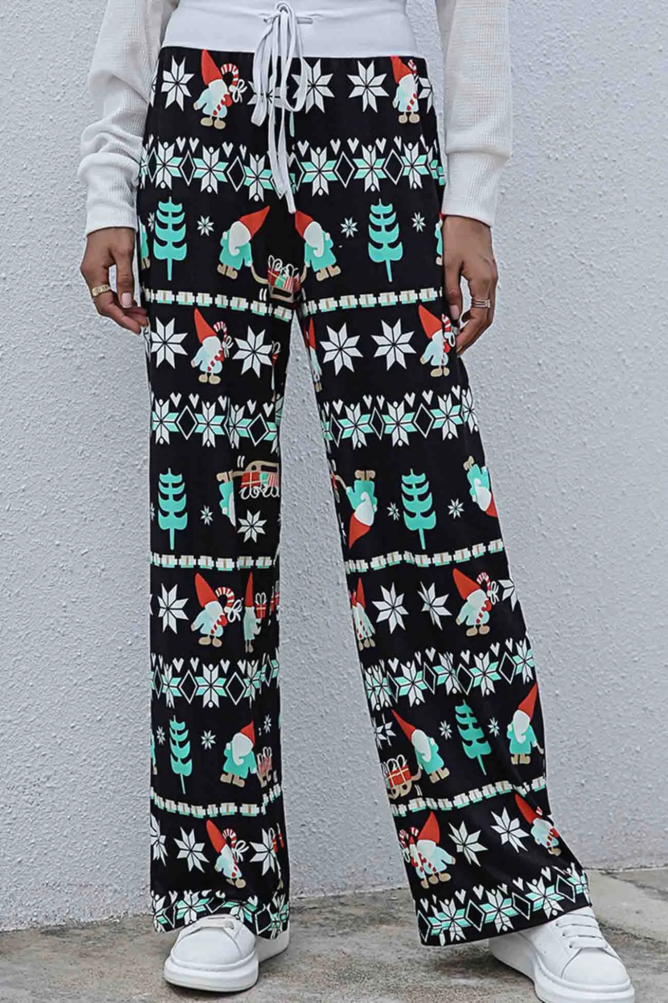 Christmas Strappy Mid-Rise Straight Pants