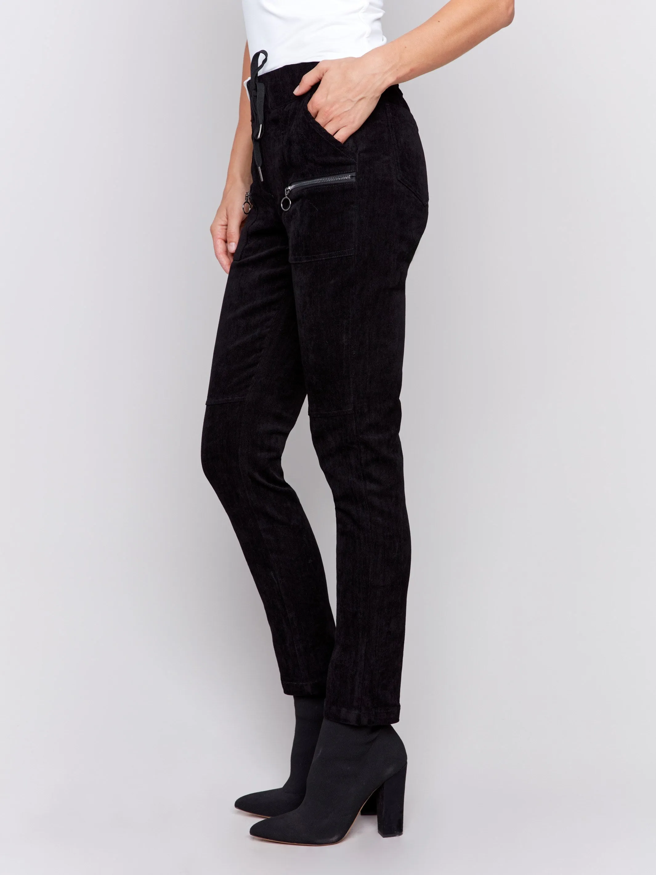 Corduroy Jogger Pants - Black