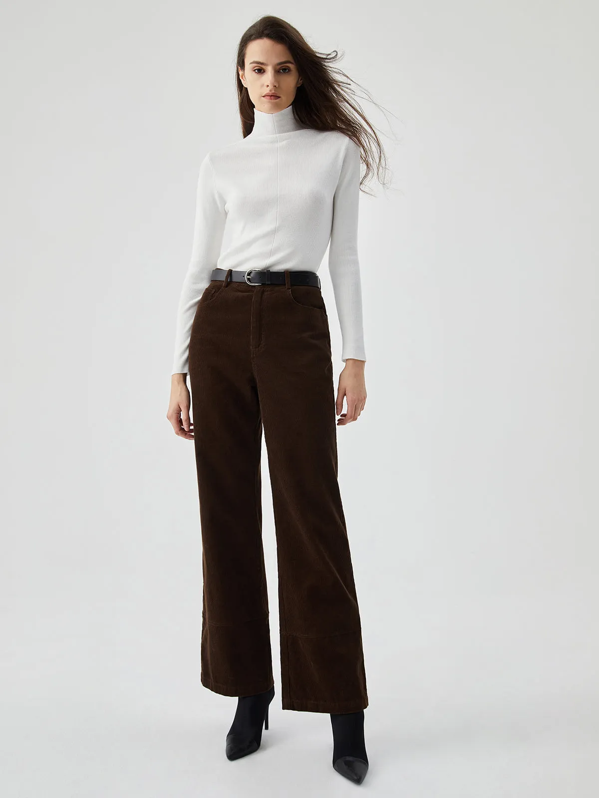 Corduroy Wide Graceful Leg Pocket Pants