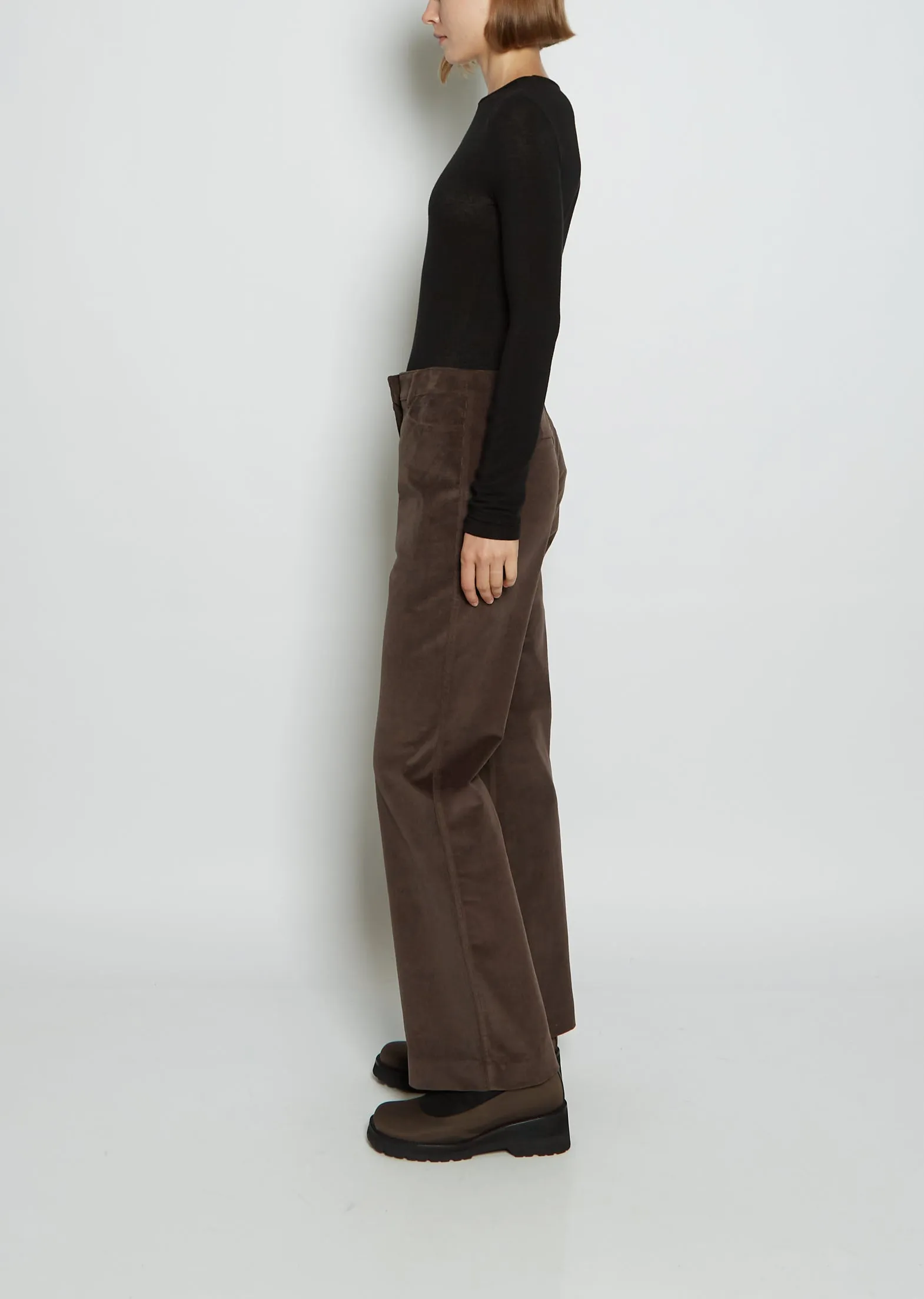 Cotton Corduroy Kick Flare Trousers