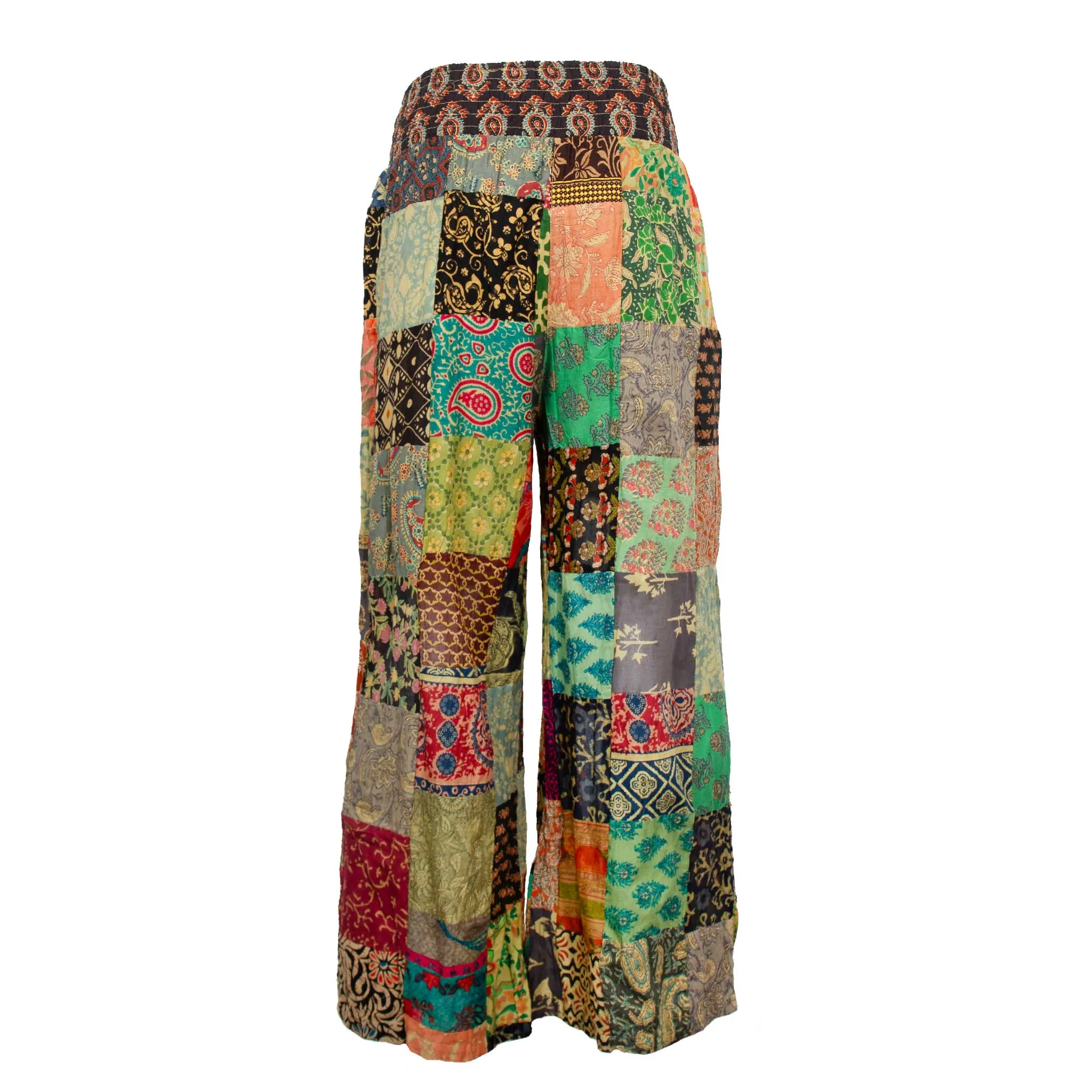 Cotton Print Patchwork Flare Pants