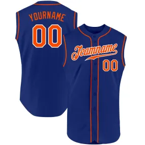 Custom Royal Orange-White Authentic Sleeveless Baseball Jersey