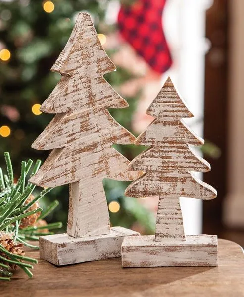 Distressed Wooden Trees Set